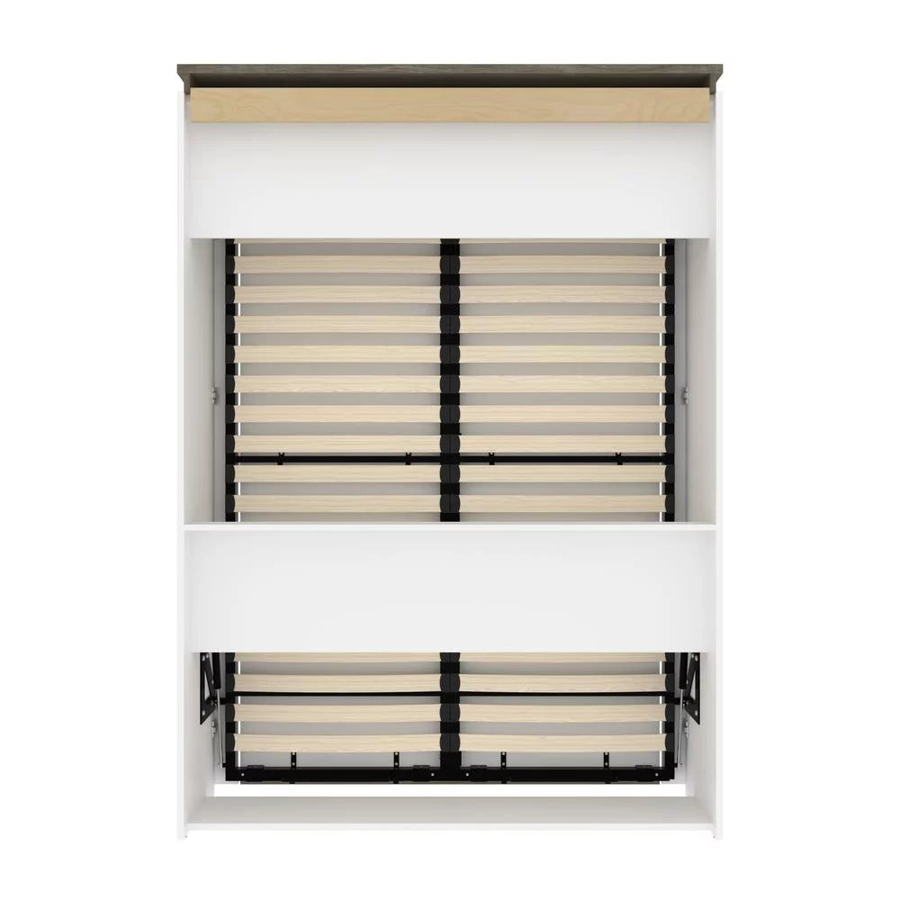 61" Full Murphy Bed in White and Walnut Gray Y547