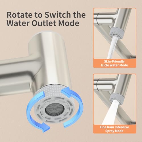 1080° Rotatable Height Adjustable Single Handle Bathroom Vanity Faucet with Temperature Display M823448