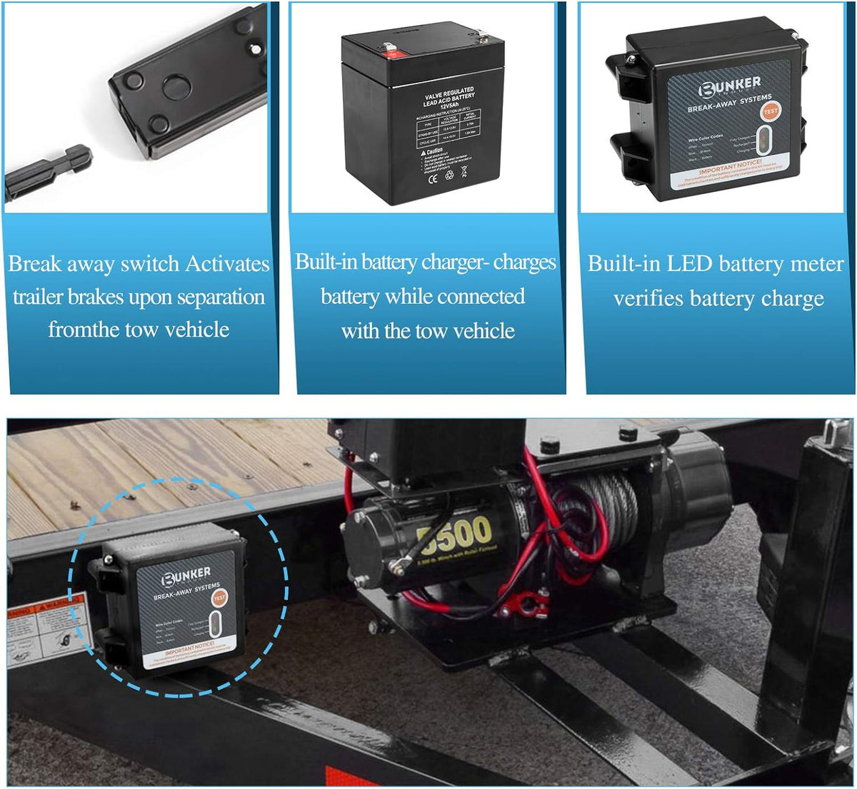 12V 5AH Trailer Brakes Breakaway Kit with Battery G50382