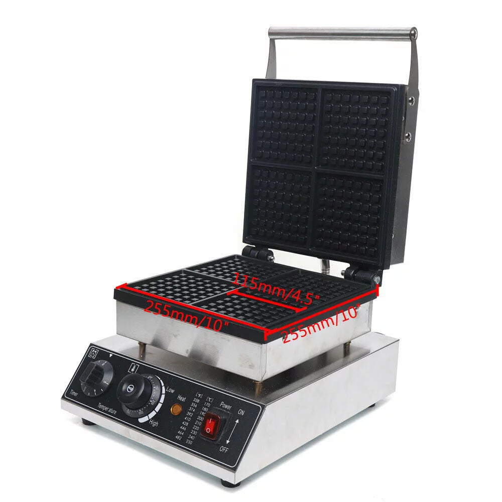 1750W 4Pcs Nonstick Square Stainless Steel Electric Waffle Maker Q12980