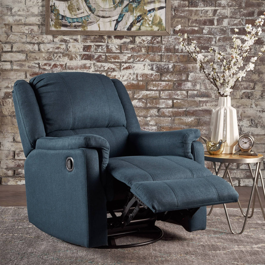 Charcoal Tufted Fabric Swivel Gliding Recliner Chair G62559