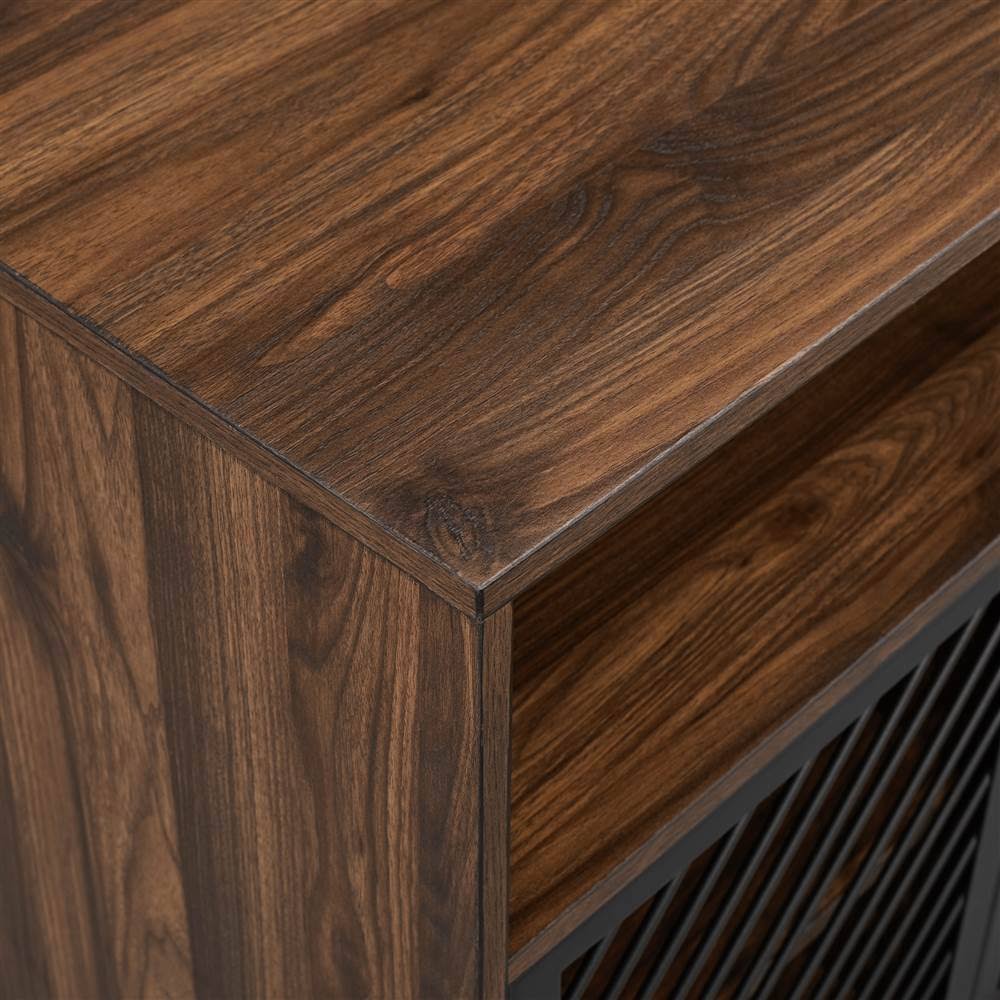 Dark Walnut Metal Door Accent Cabinet E329