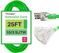 10/3 SJTW Neon Green 10 Gauge Extension Cord with 3 Outlets N68585
