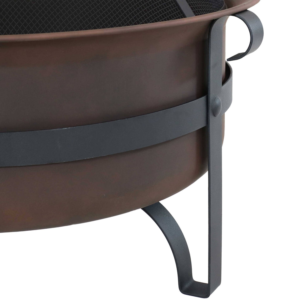 Bronze Steel Fire Pit with Spark Screen - 29-inch T680462