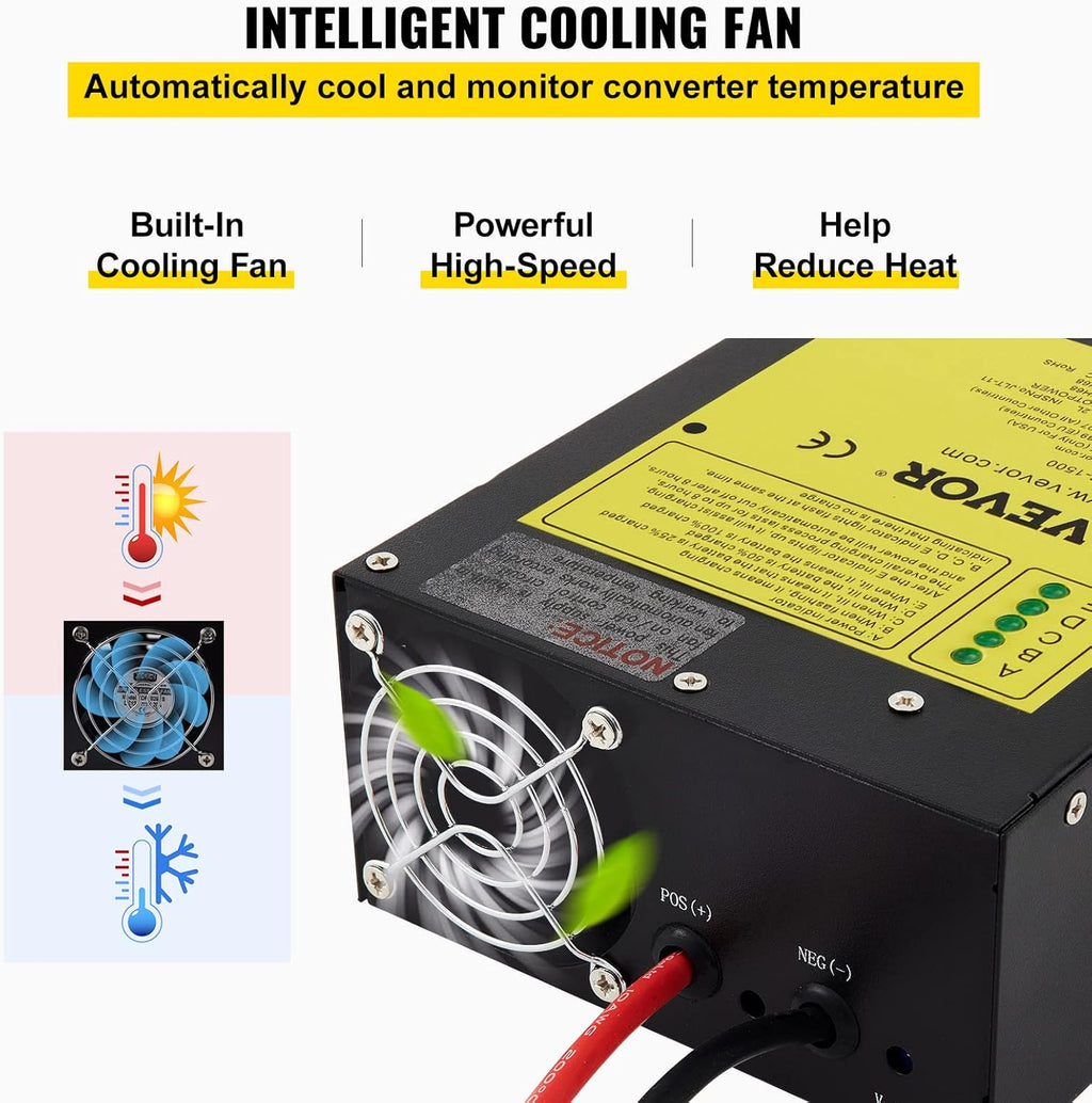 110 Volt AC to 12 Volt DC 1200W Power Converter Charger N357