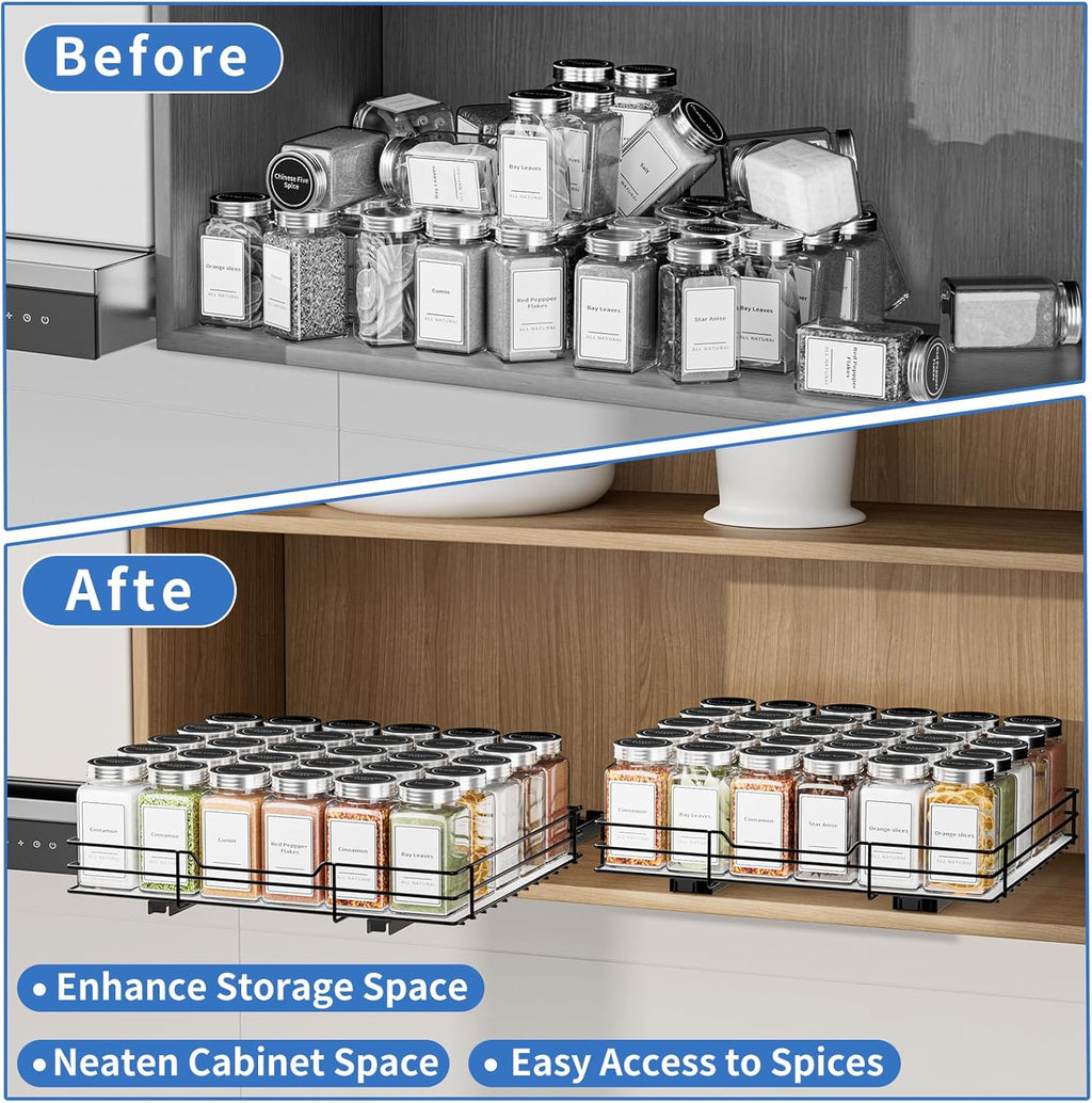 12.5''Wx10.5''Dx2.5''H Slide Out Spice Rack Organizer P94593