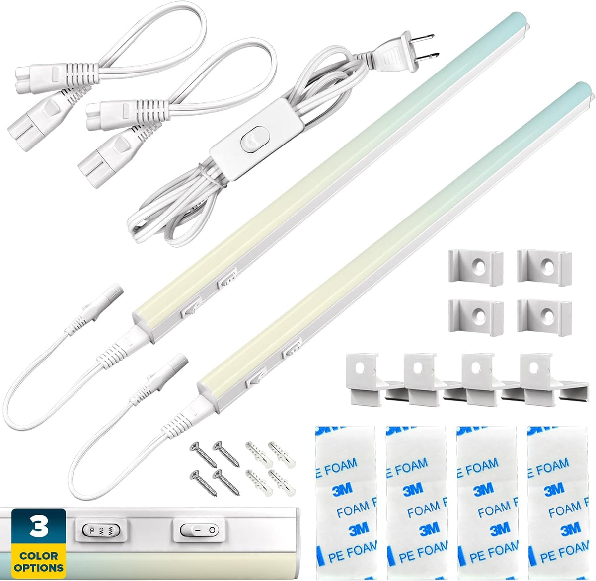 2 PCS 23 Inch Plug In LED Under Cabinet Light Kit C706026