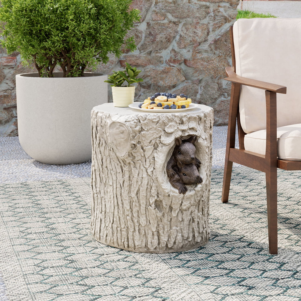 Hand-Painted Wood Stump Stool R561
