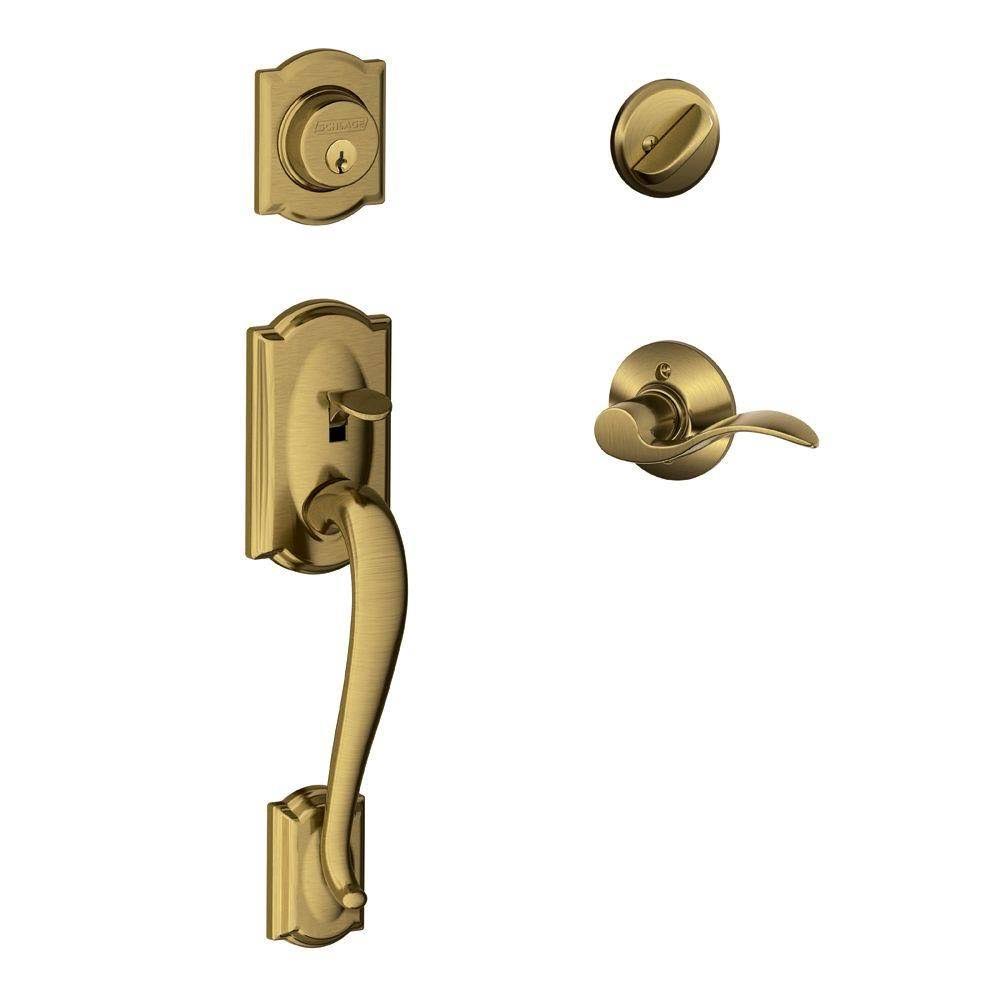 Antique Brass Left-Hand Handleset with Interior Lever V421931