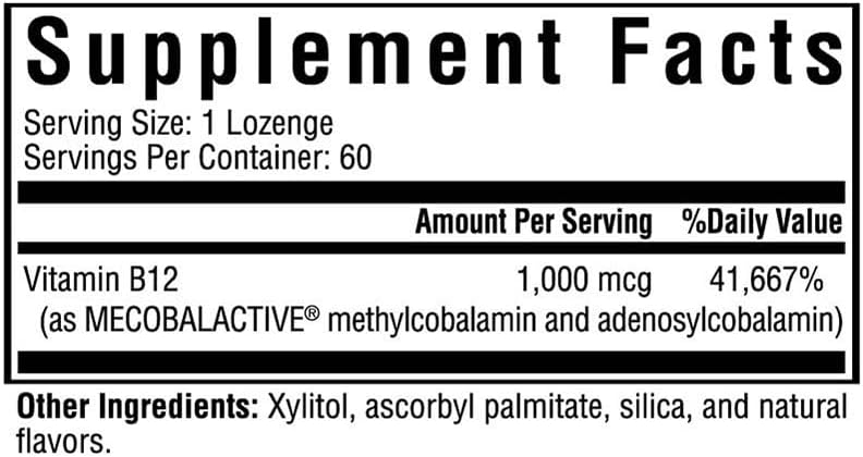 1000 mcg B12 Lozenges (60 lozenges) J937