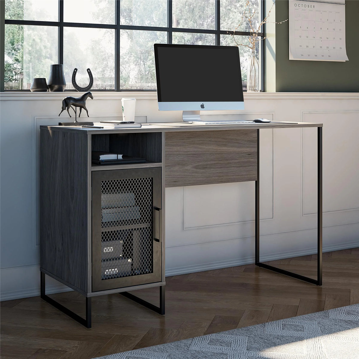 Gray Oak Computer Desk Z48428