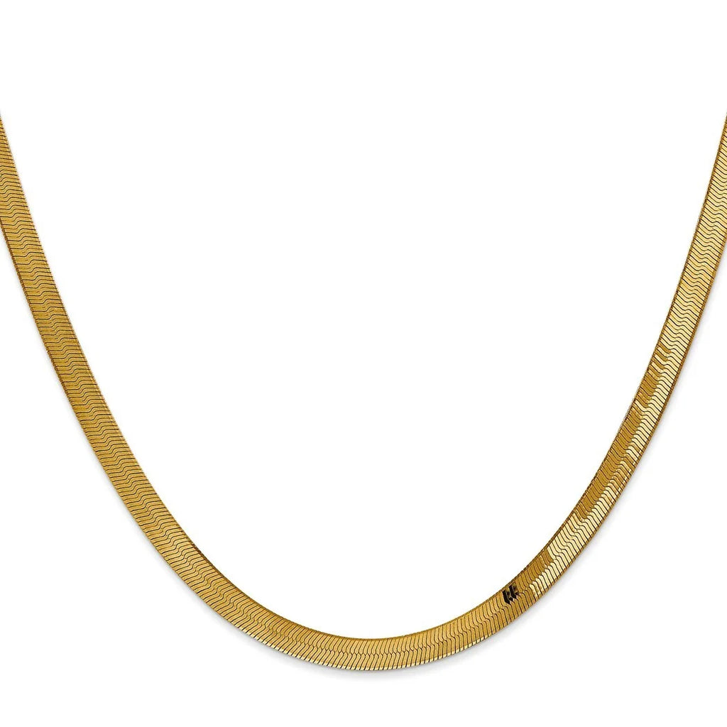 14 Karat Yellow Gold Herringbone Chain Bracelet Q803