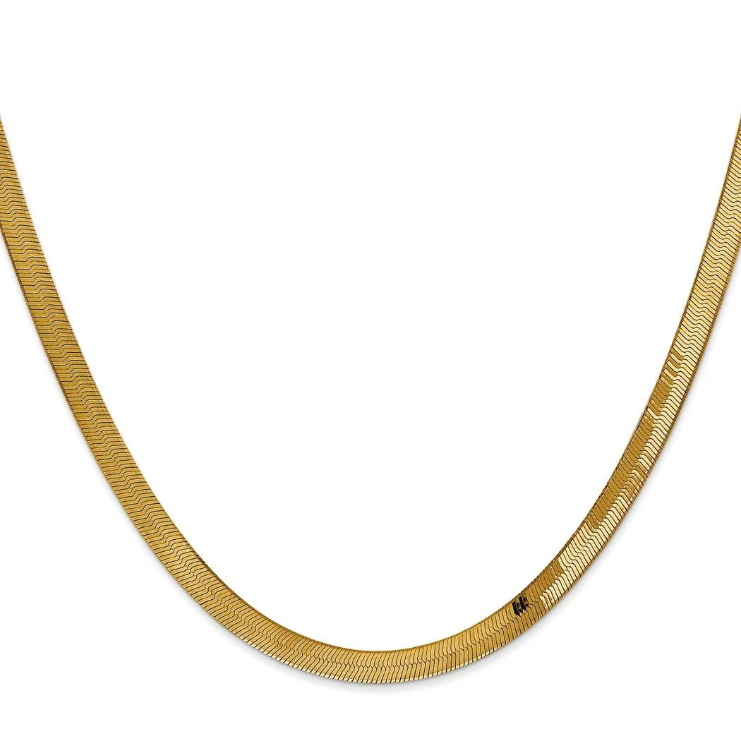 14 Karat Yellow Gold Herringbone Chain Bracelet Q803