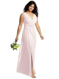 Blush Pink Shirred Chiffon Gown W678959