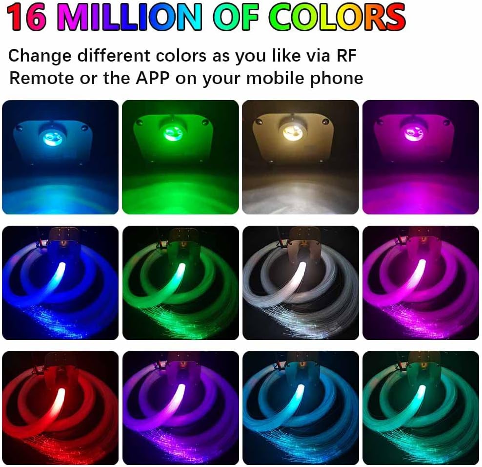 16W Twinkle Fiber Optic Star Ceiling Light Kit with APP Remote Music Mode RGBW LED 460pcs K1917