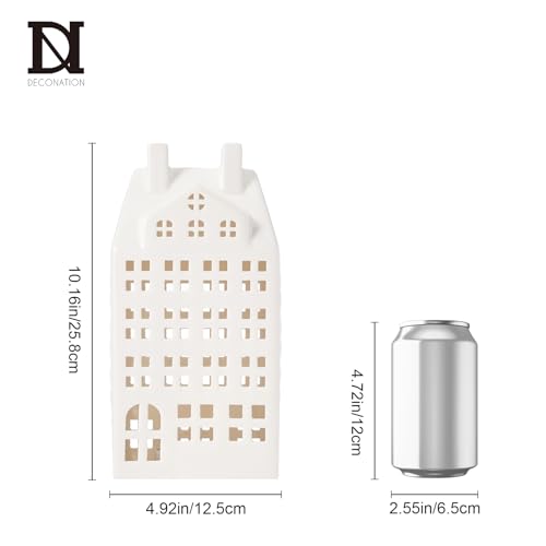 White Ceramic Christmas Village House with Lights E895567