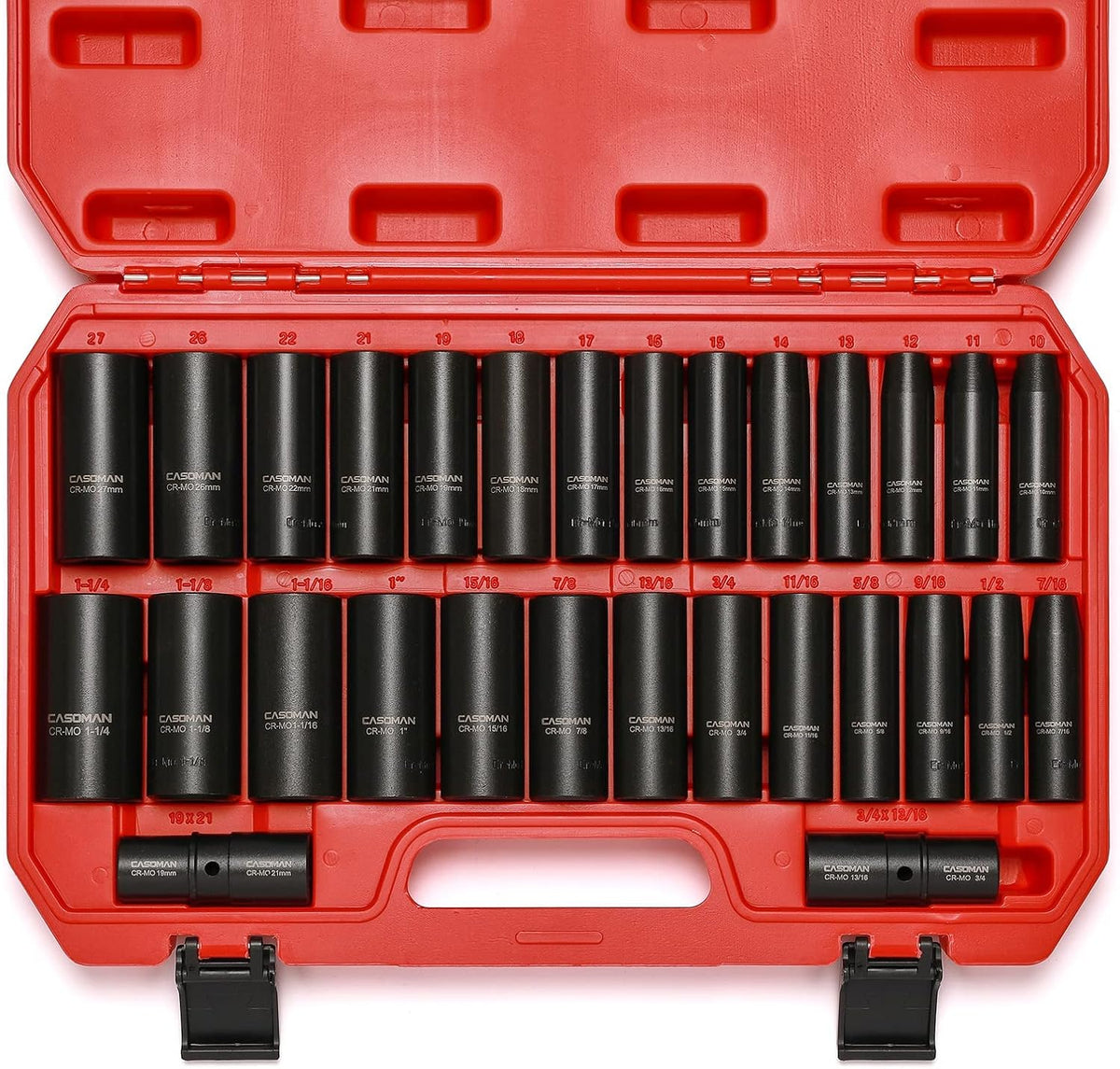 1/2-Inch 29 Pieces Deep Impact Socket Set, CR-MO, Metric & SAE B58018