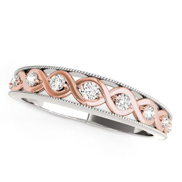 14k White Rose Gold Diamond Wedding Band 1/8 cttw Size 4.5 N190