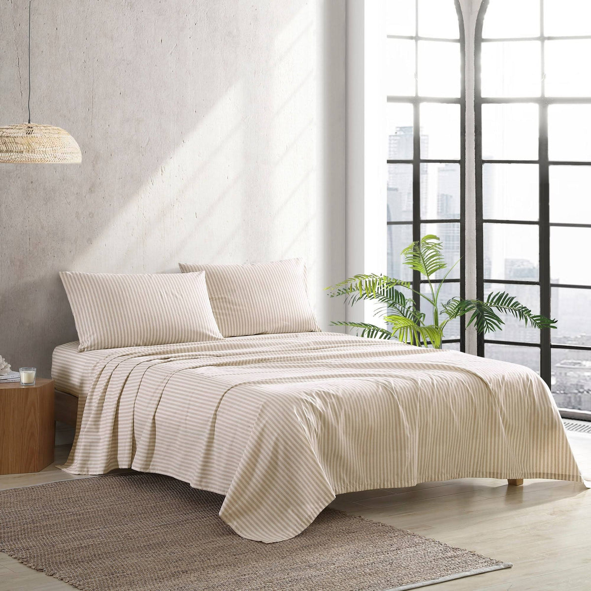 Beige Percale Sheet Set, Twin O8093