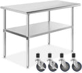 Stainless Steel Commercial Work Table with 4 Casters 48 in. x 24 in. A649