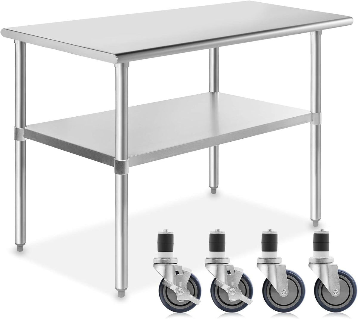 Stainless Steel Commercial Work Table with 4 Casters 48 in. x 24 in. A649