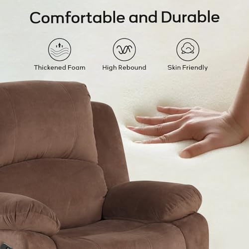 Brown Manual Recliner Chair with Padded Headrest and Armrest A32160