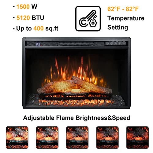 Black Electric Fireplace Insert, 750/1500W L9668