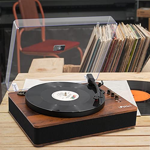 Mahogany Record Player Turntable with Built-in Speakers X71848