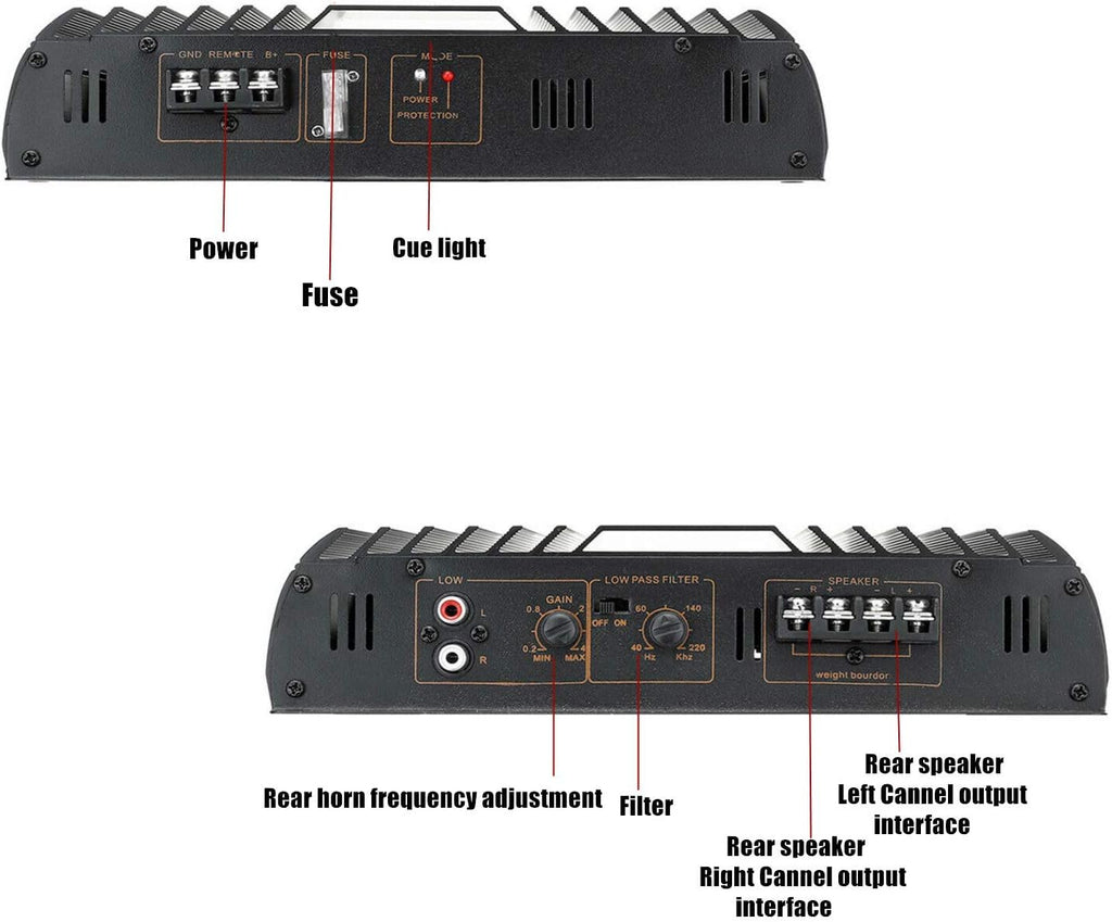 2 Channel 2200W Car Audio Amplifier W382