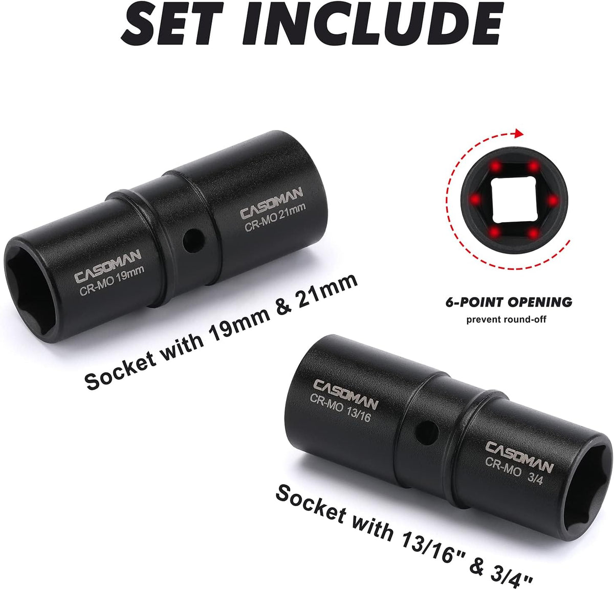 1/2-Inch 29 Pieces Deep Impact Socket Set, CR-MO, Metric & SAE B58018
