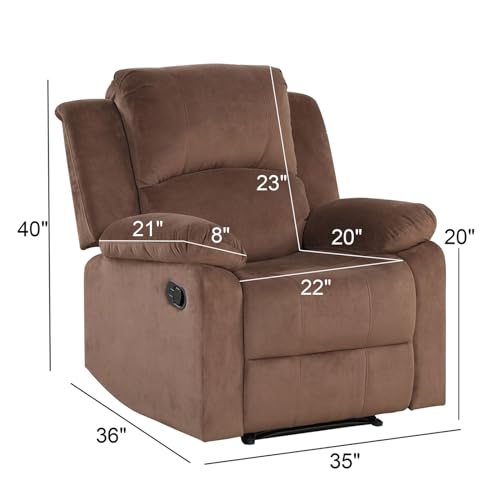 Brown Manual Recliner Chair with Padded Headrest and Armrest A32160