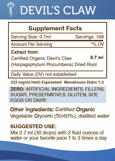 Organic Devil's Claw Tincture Alcohol-FREE Extract 2x4 oz G66683