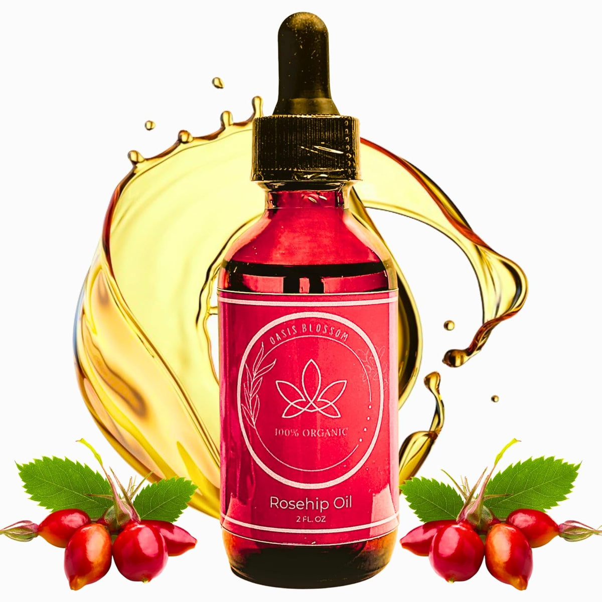 100% Pure Certified USDA Organic Cold Pressed Unrefined Rosehip Oil, 2 Fl Oz G9567