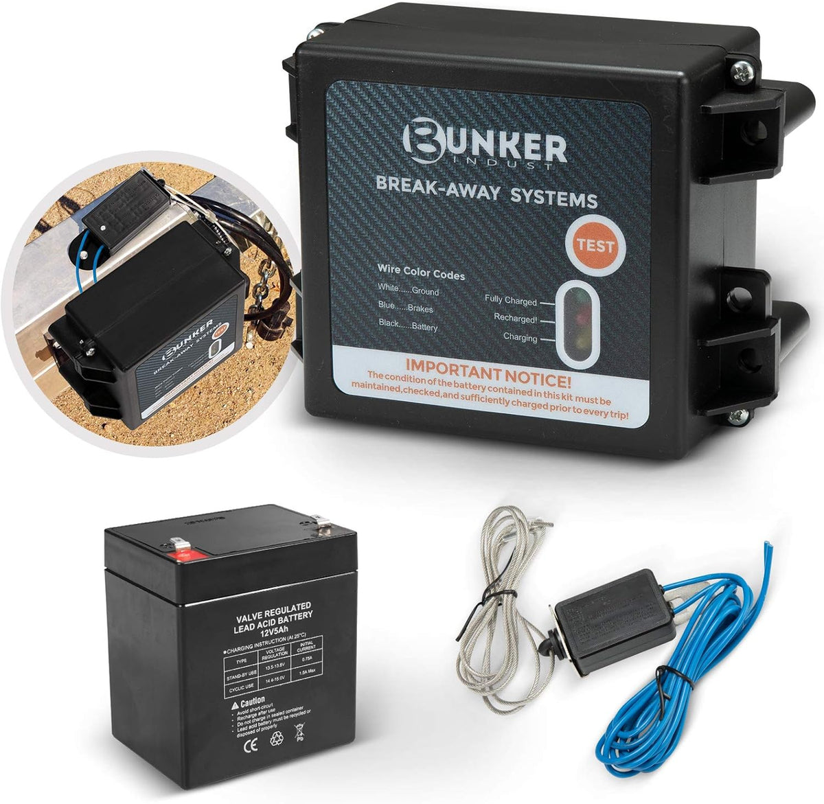 12V 5AH Trailer Brakes Breakaway Kit with Battery G50382