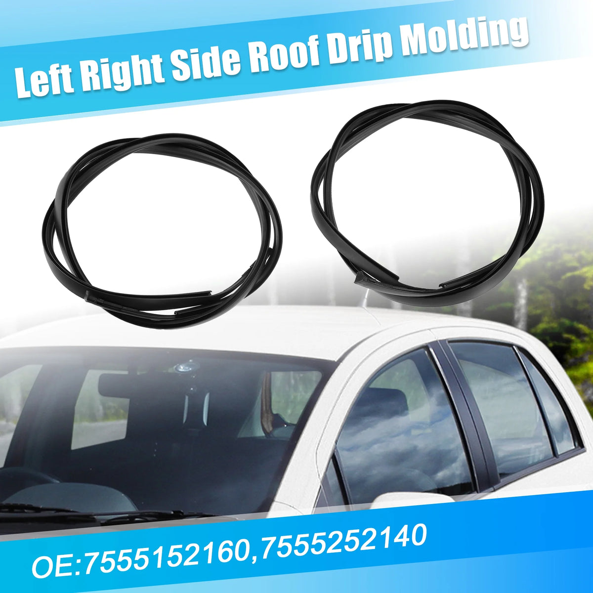 2 Pcs Car Roof Drip Weatherstrip for Toyota Yaris Sedan H789964