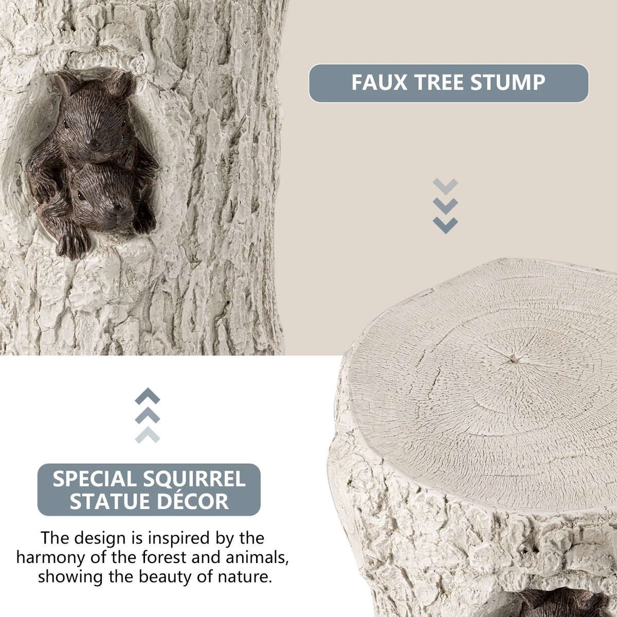 Hand-Painted Wood Stump Stool R561