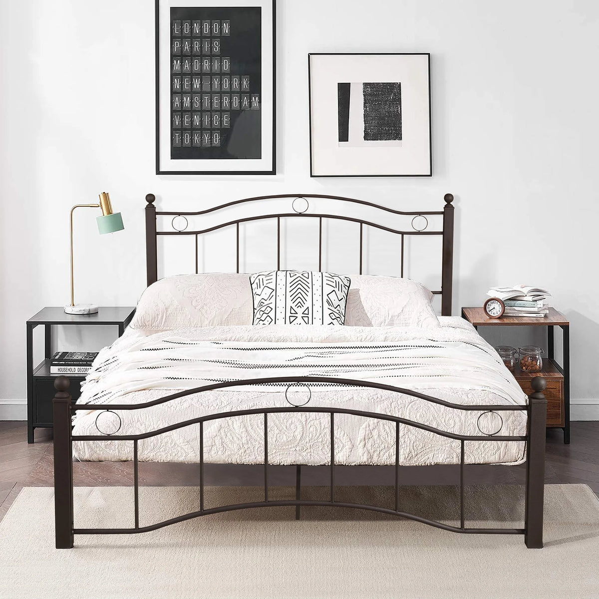 King Size Metal Bed Frame with Headboard and Footboard Y477