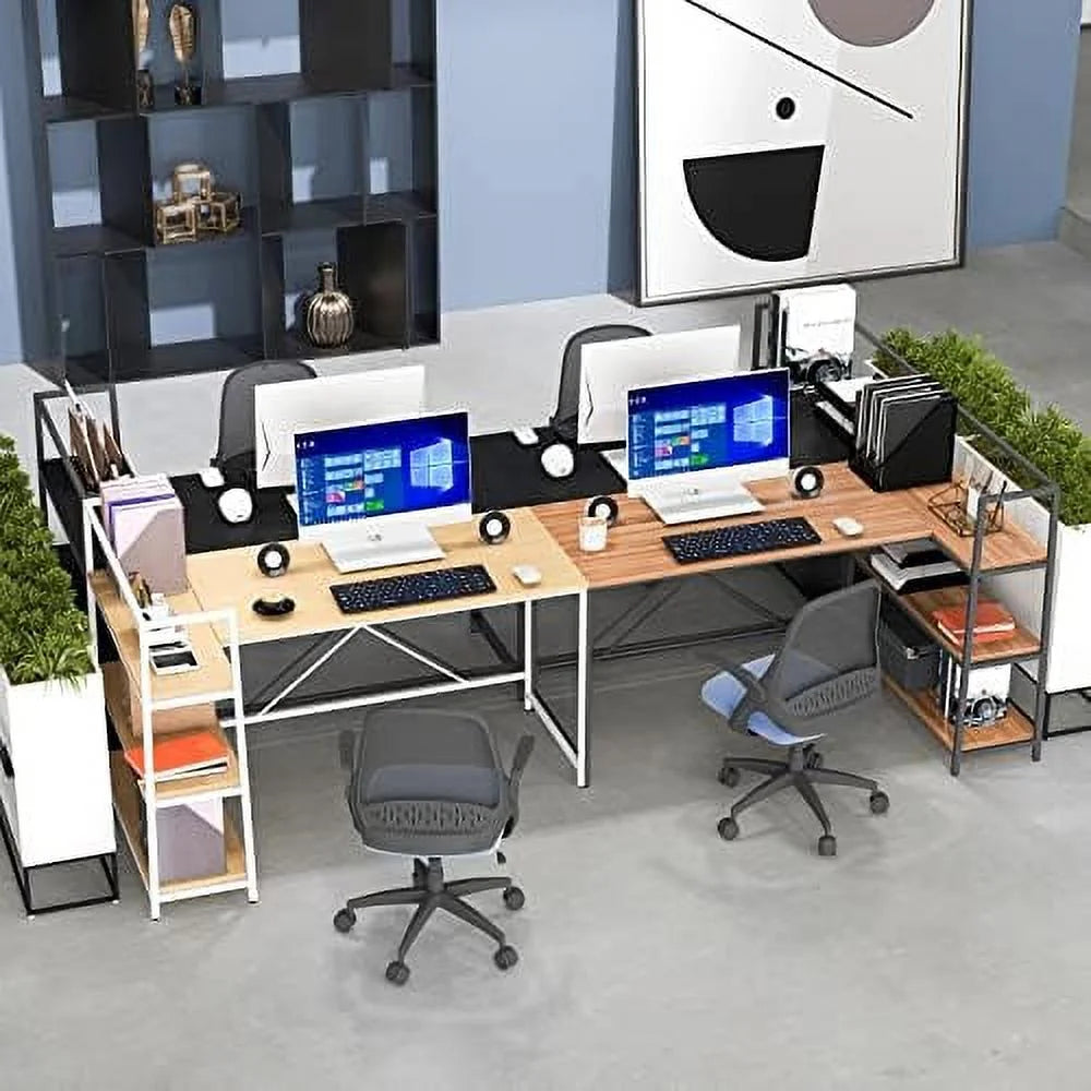Reversible L-Shaped Corner Desk with 3-Tier Shelves U732055