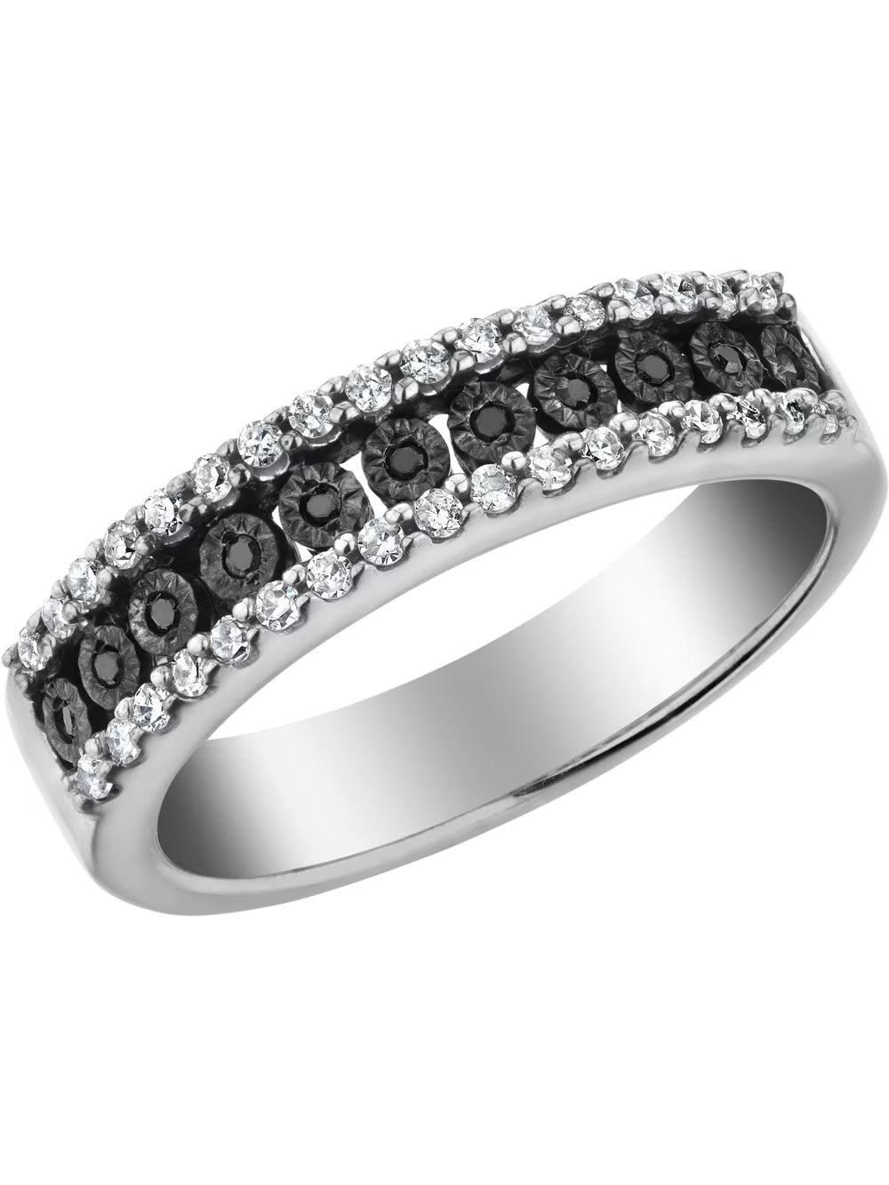 Black & White Diamond Ring in Sterling Silver O67257