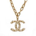Ivory Gold Rhinestone Chain Necklace Pendant D231