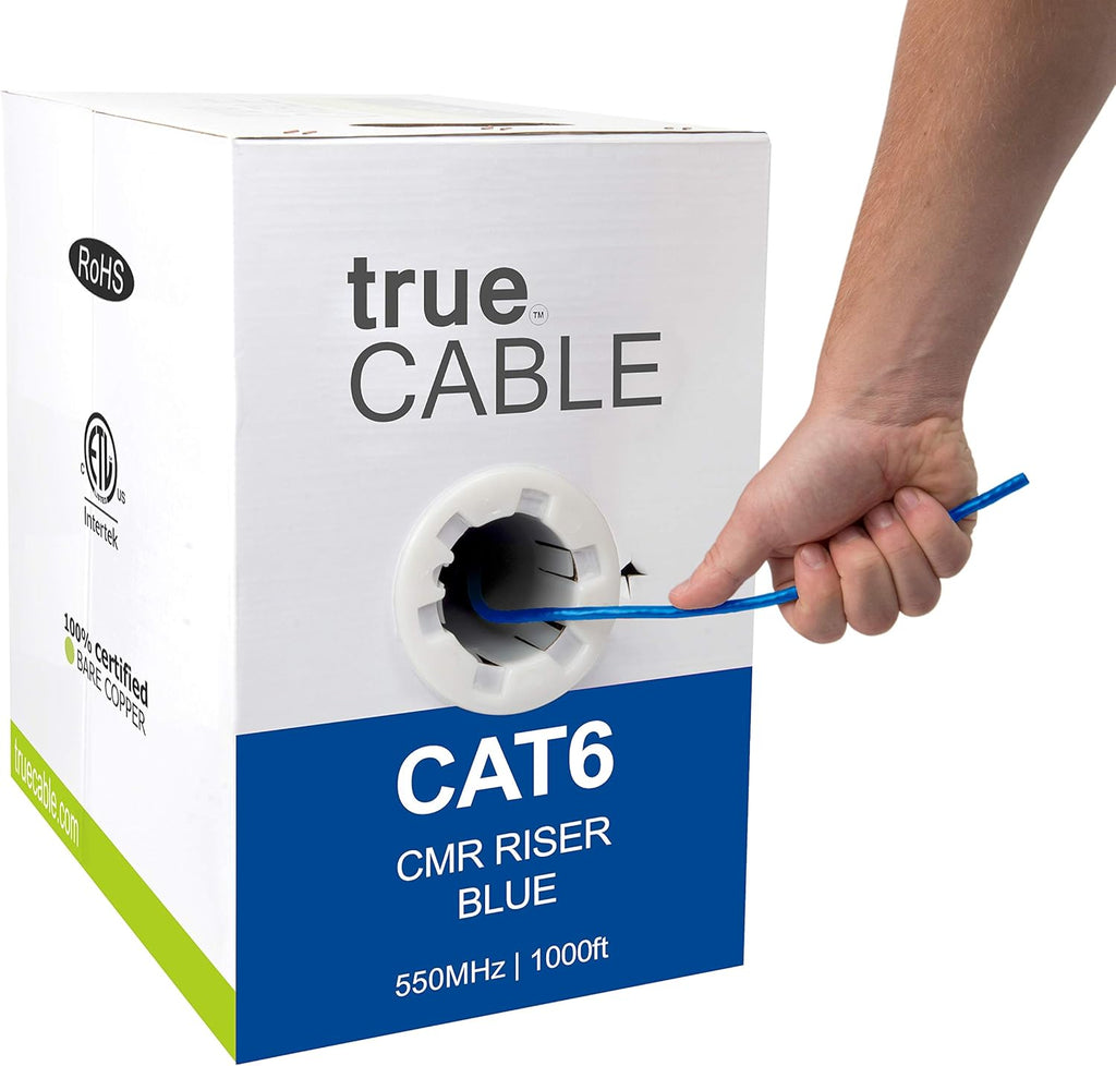 Cat6 Riser 1000ft Yellow 23AWG 4 Pair Solid Bare Copper Bulk Ethernet Cable Y692