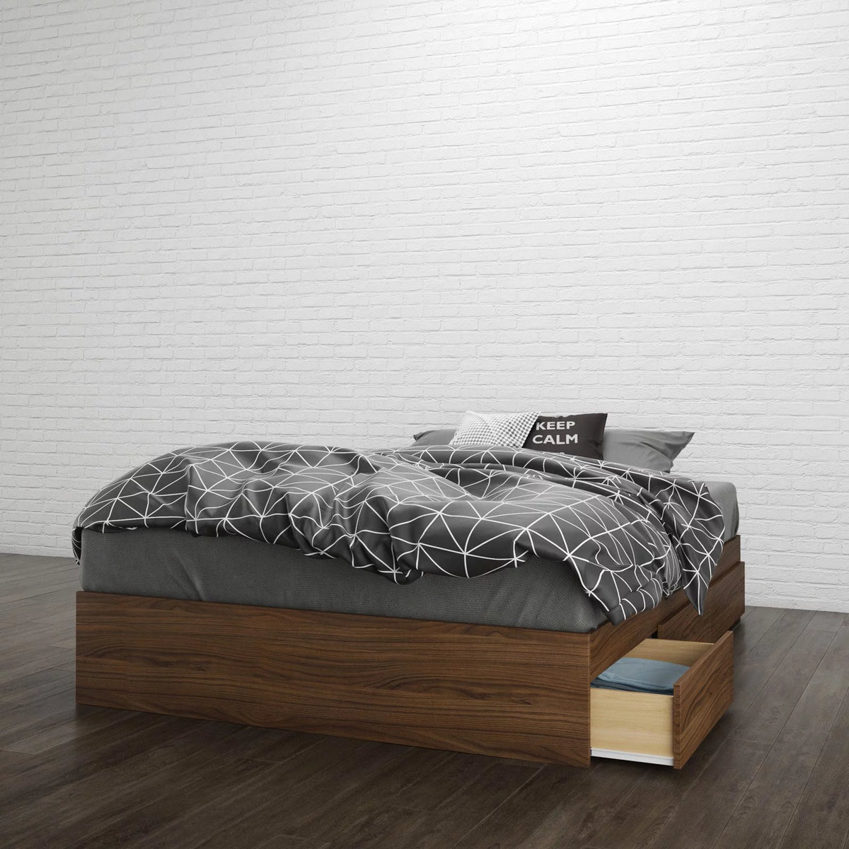 Twin Size Storage Wood Bed Frame with 3 Drawers D659914
