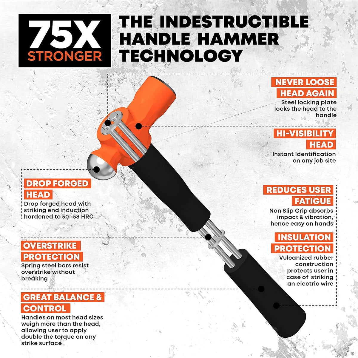 Ball Pein Hammer with Steel Head, Pack of 2 S4735