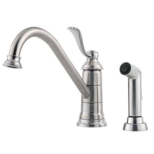 Polished Chrome Single Handle Kitchen Faucet with Spray E6612