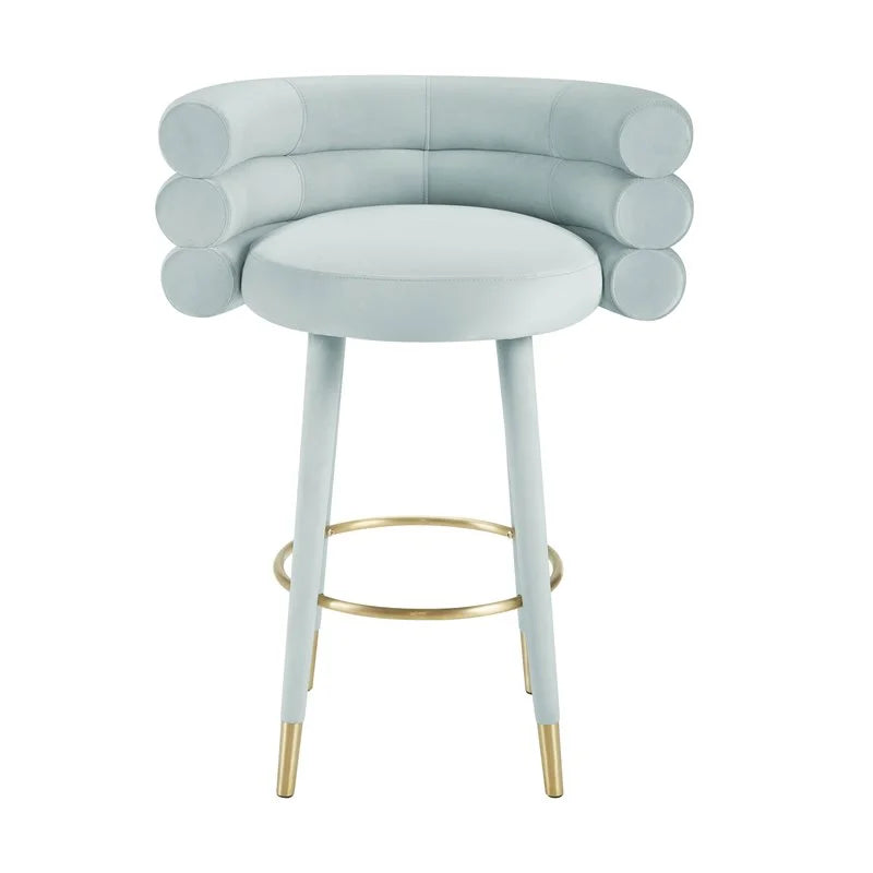 Velvet Bar Stool in Sea Foam Green & Gold Set of 3 J915