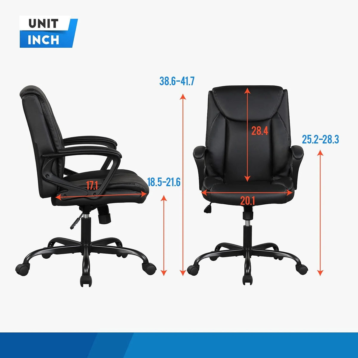 Black Ergonomic PU Leather Office Chair with Lumbar Support K127