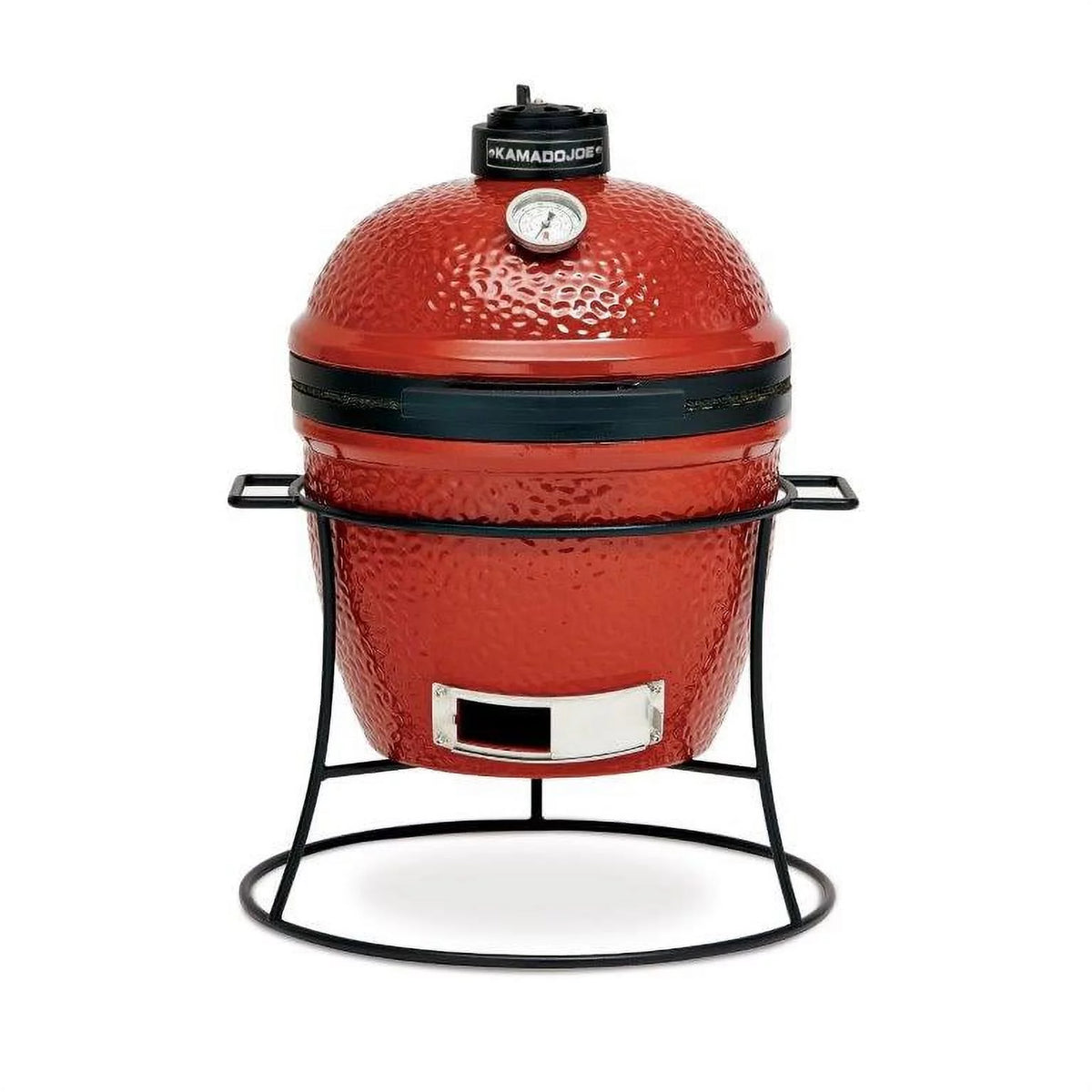 13.5 in. Portable Charcoal Grill in Red with Cast Iron Cart K8819