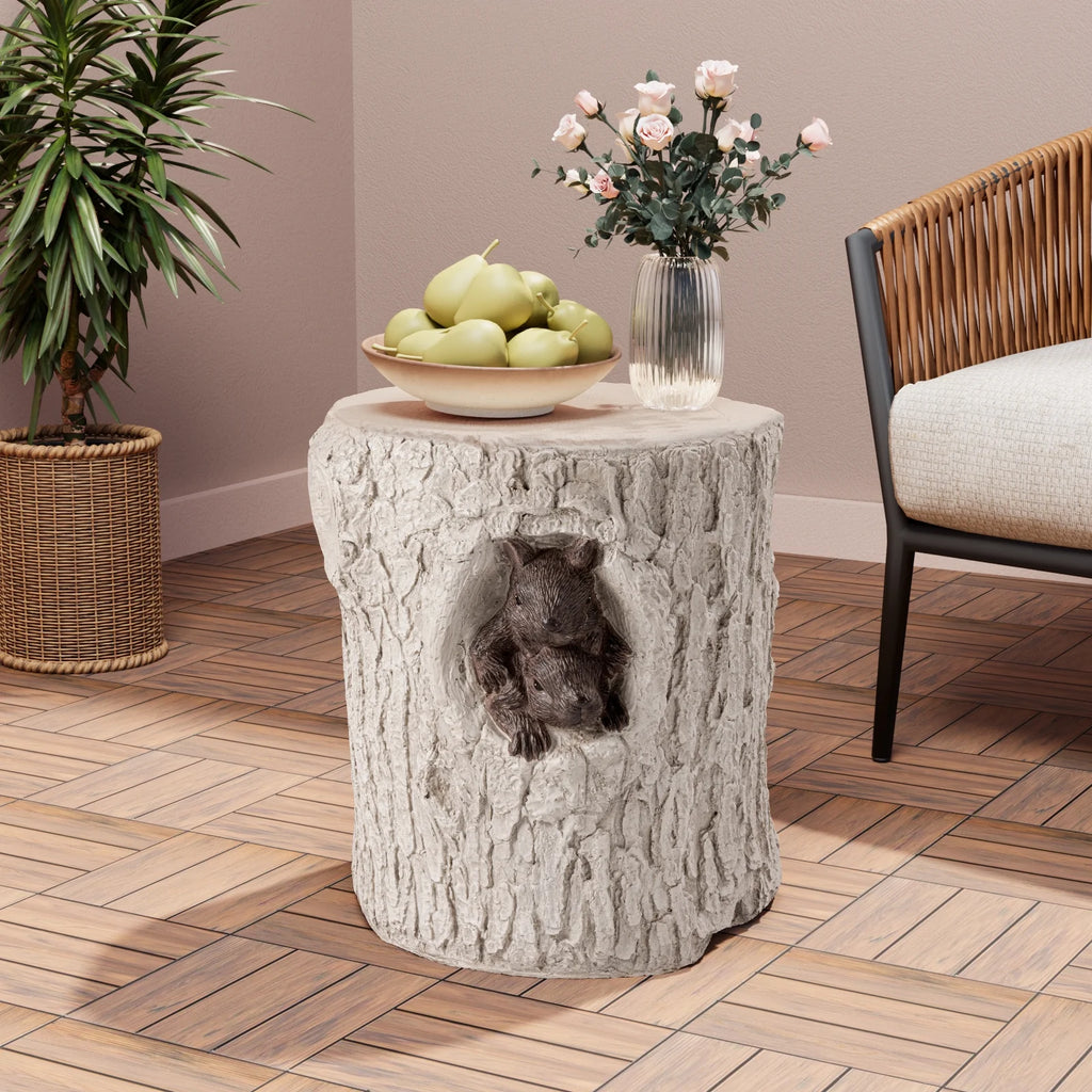 Hand-Painted Wood Stump Stool R561