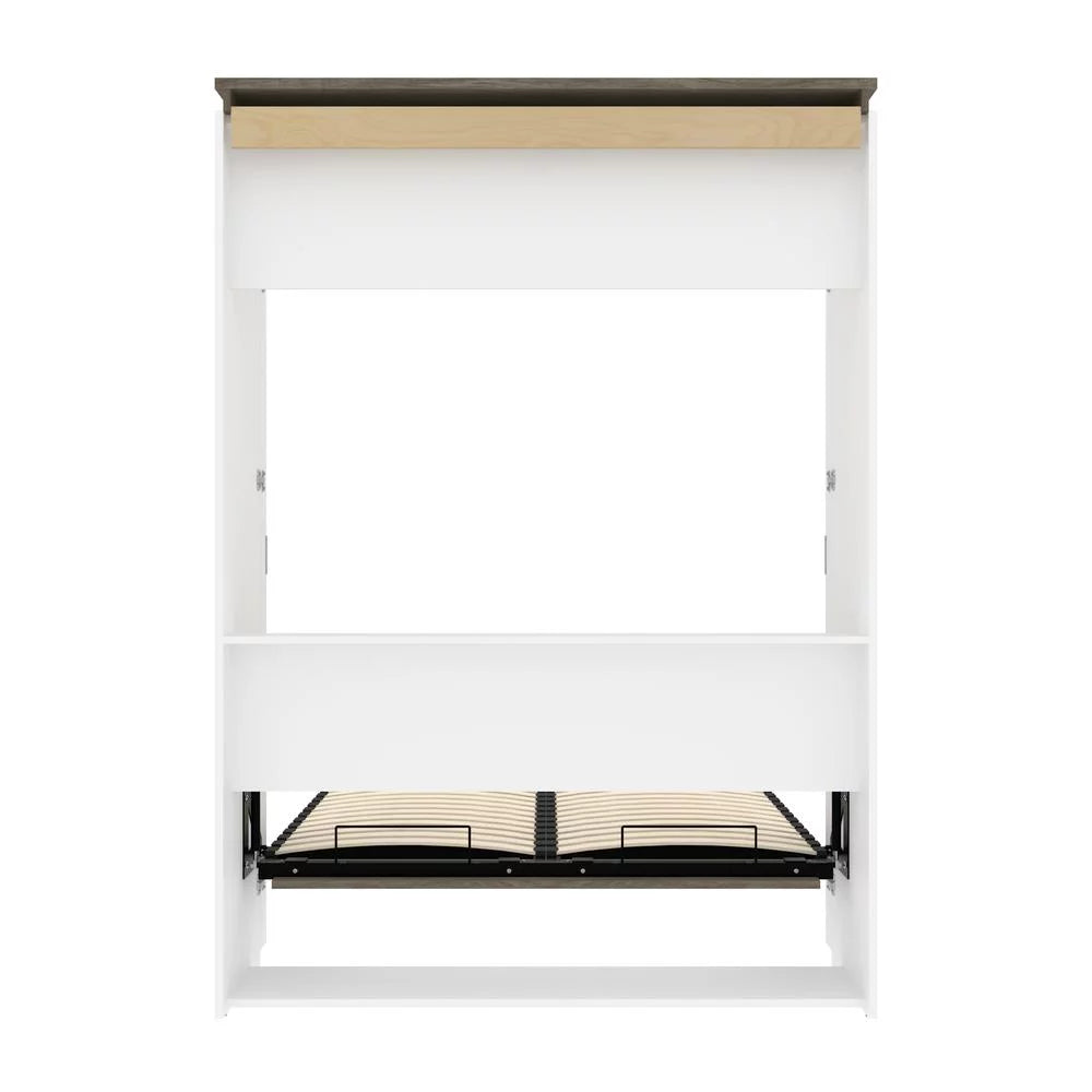 61" Full Murphy Bed in White and Walnut Gray Y547