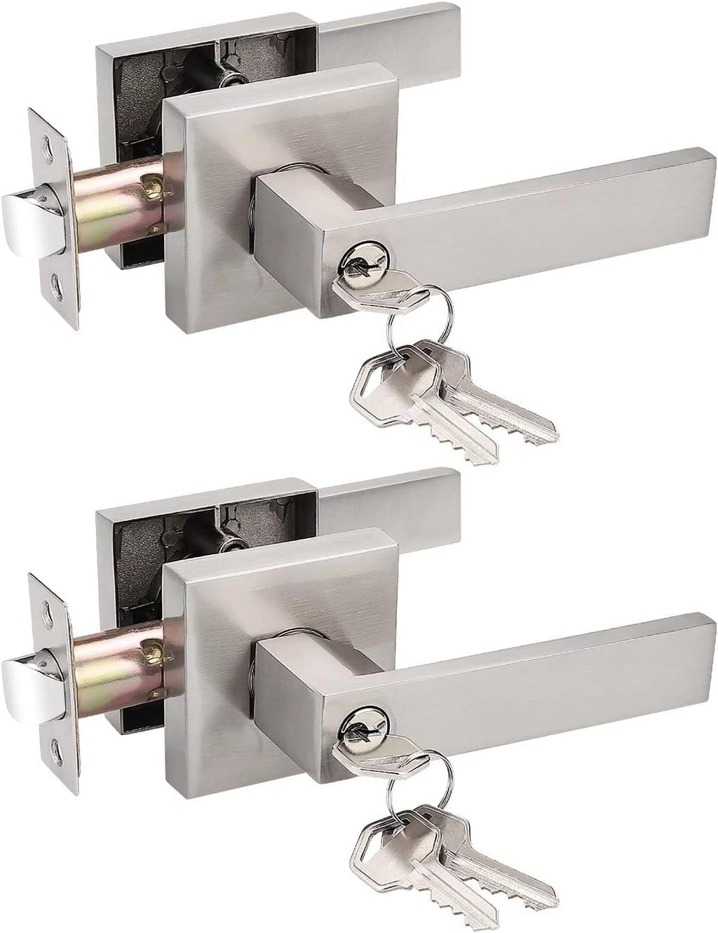 10 Pack Square Door Lever Passage Door Knob Lockset in Satin Nickel N52253